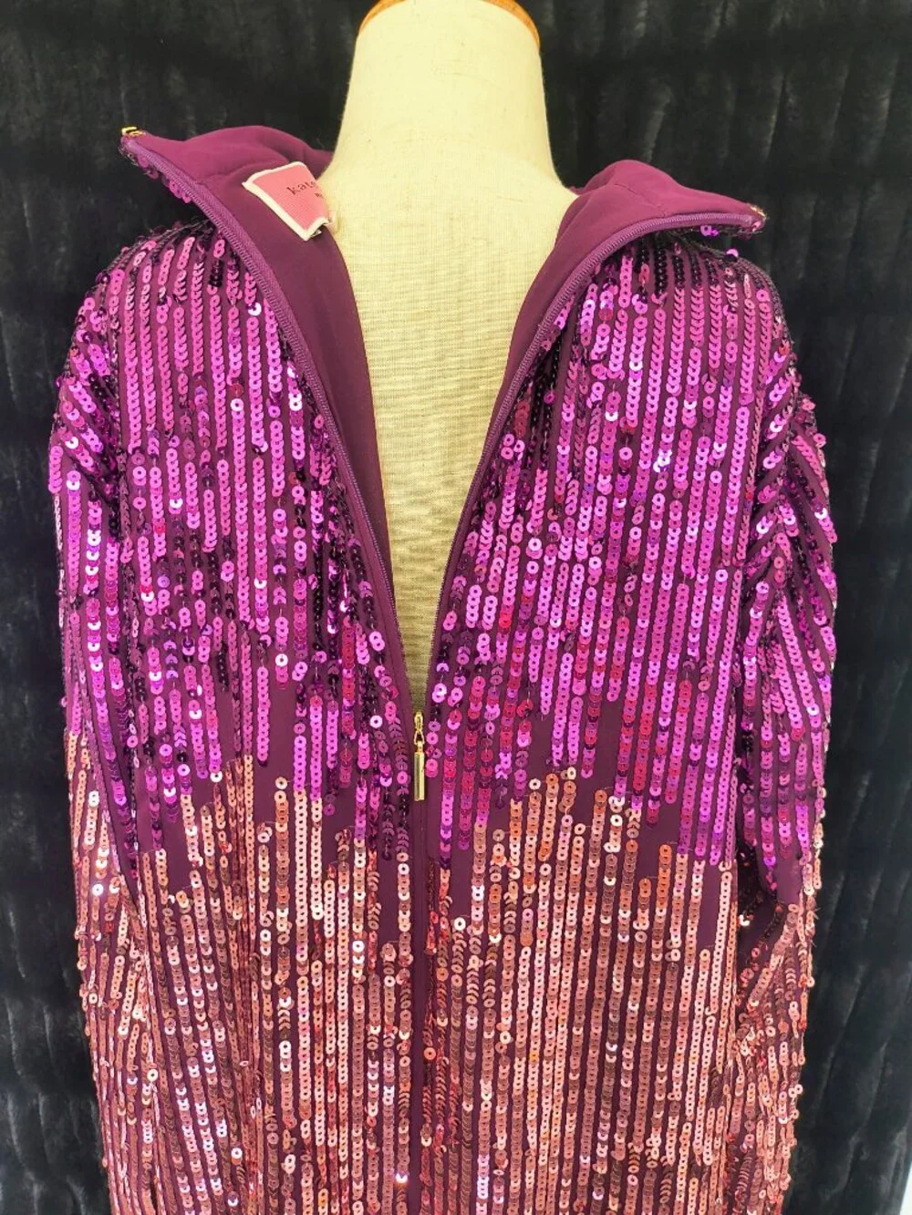 Kate Spade Ombre Sequin Shift Dress Magenta Purple Pink - Size 00